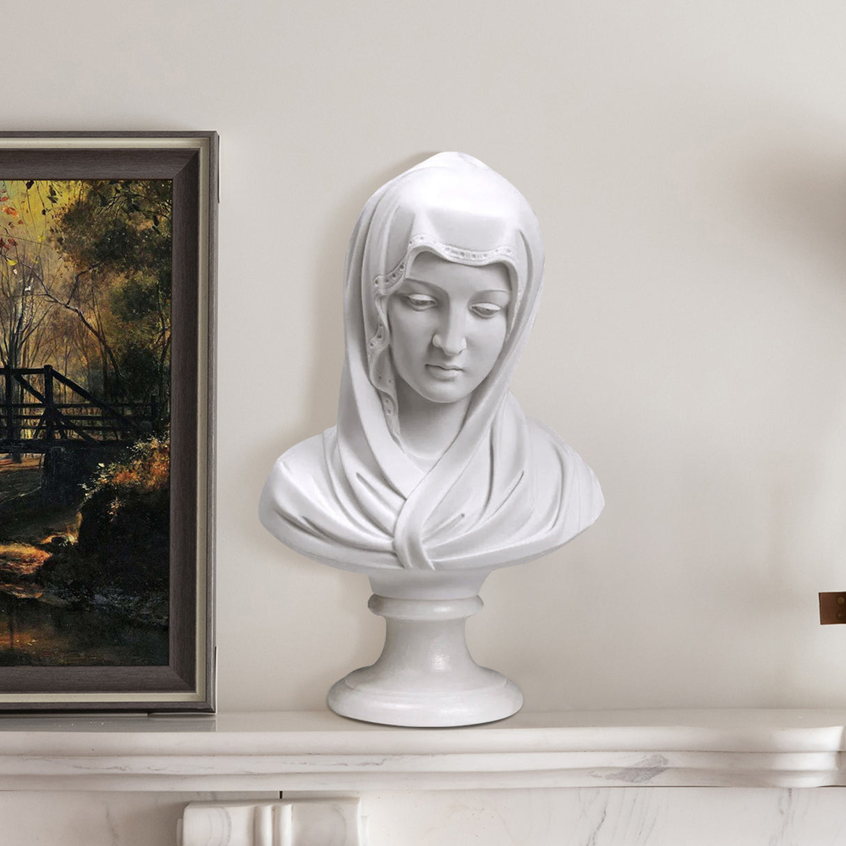 PREMIER Marble Virgin Mary Bust Classical Religious Sculpture for Home or Office PSTTM-008-Marble sculpture-PREMIER SCULPTURE