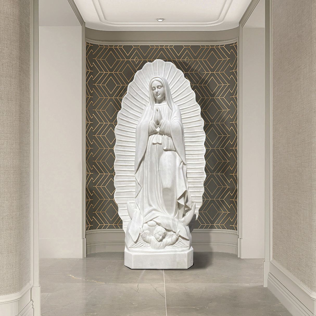 PREMIER Marble Virgin Mary Statue Sacred Religious Indoor Art PSM-040-Marble sculpture-PREMIER SCULPTURE