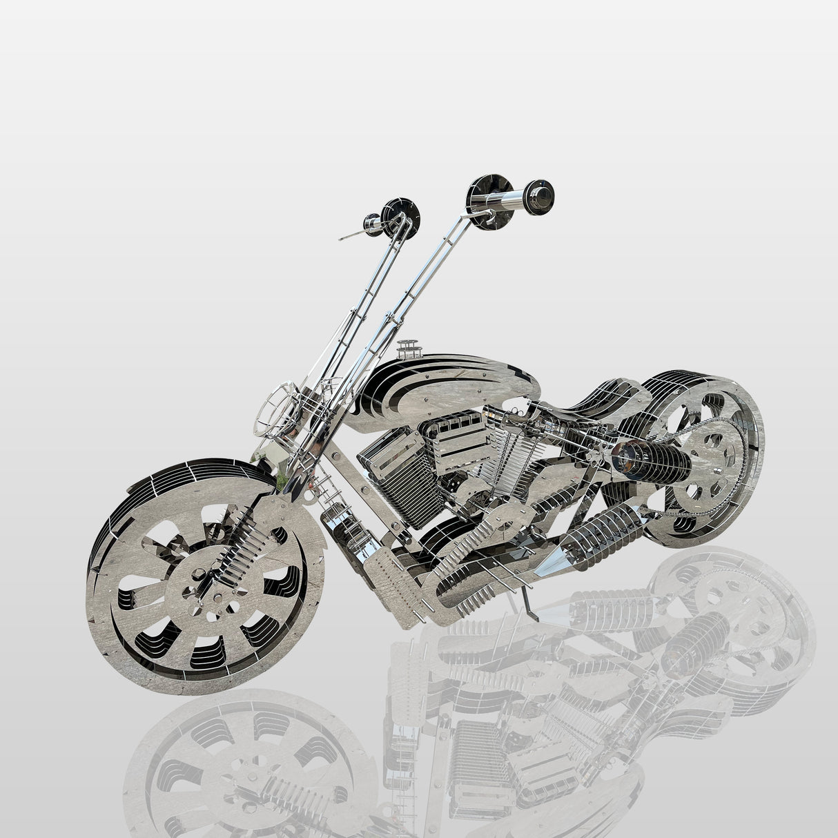 PREMIER Metal Motorcycle Sculpture Industrial Art Collector Piece PSSS-018-Stainless Steel Sculpture-PREMIER SCULPTURE