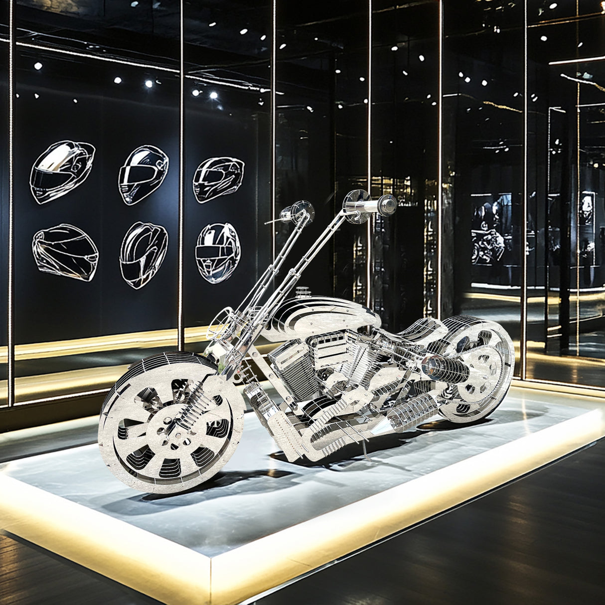 PREMIER Metal Motorcycle Sculpture Industrial Art Collector Piece PSSS-018-Stainless Steel Sculpture-PREMIER SCULPTURE