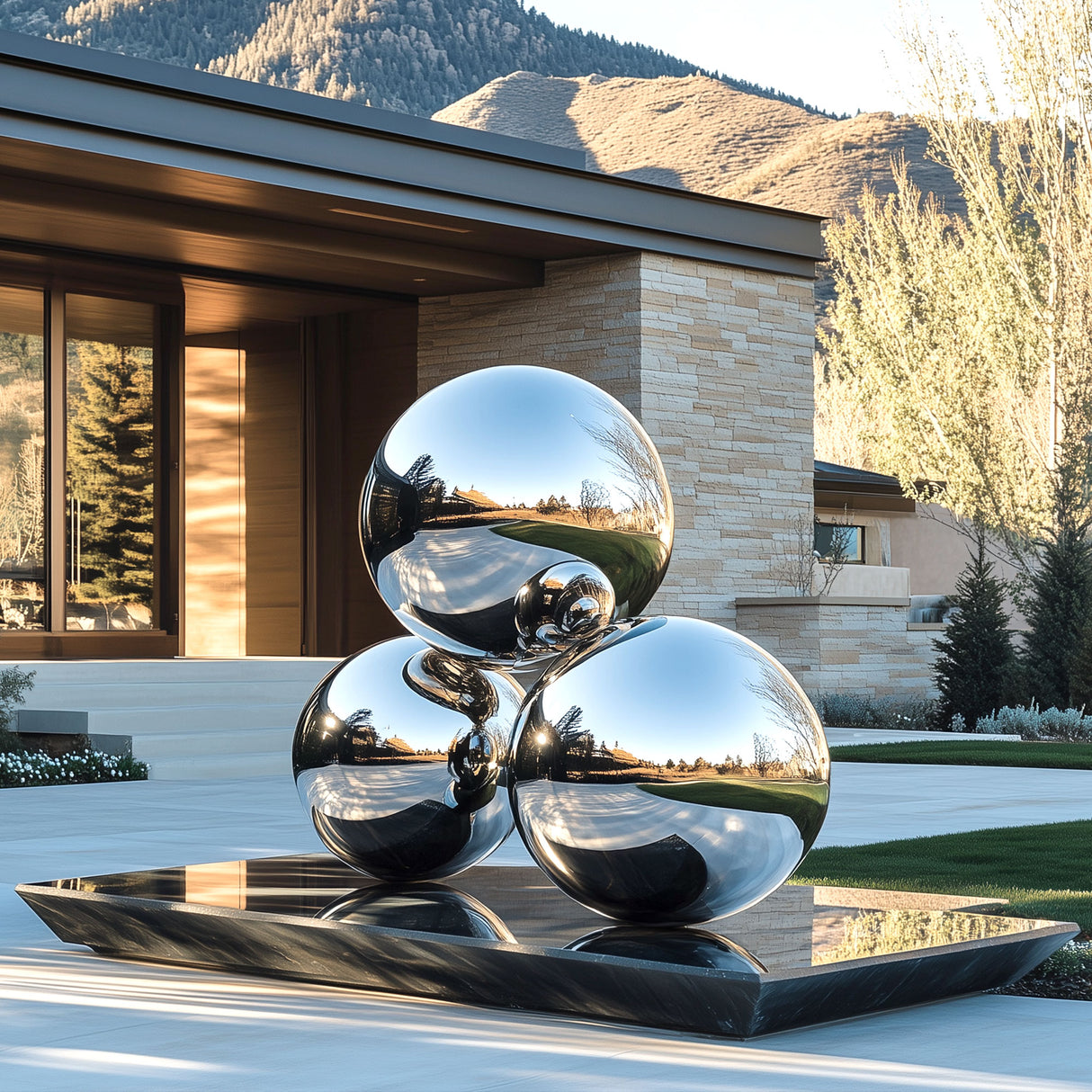 PREMIER Metal Sphere Sculpture Modern Abstract Outdoor Art PSSS-073-Stainless Steel Sculpture-PREMIER SCULPTURE
