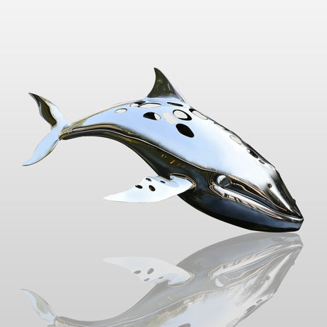 PREMIER Metal Whale Sculpture Stainless Steel Art Piece Garden Sculpture PSLSS-018-Stainless Steel Sculpture-PREMIER SCULPTURE