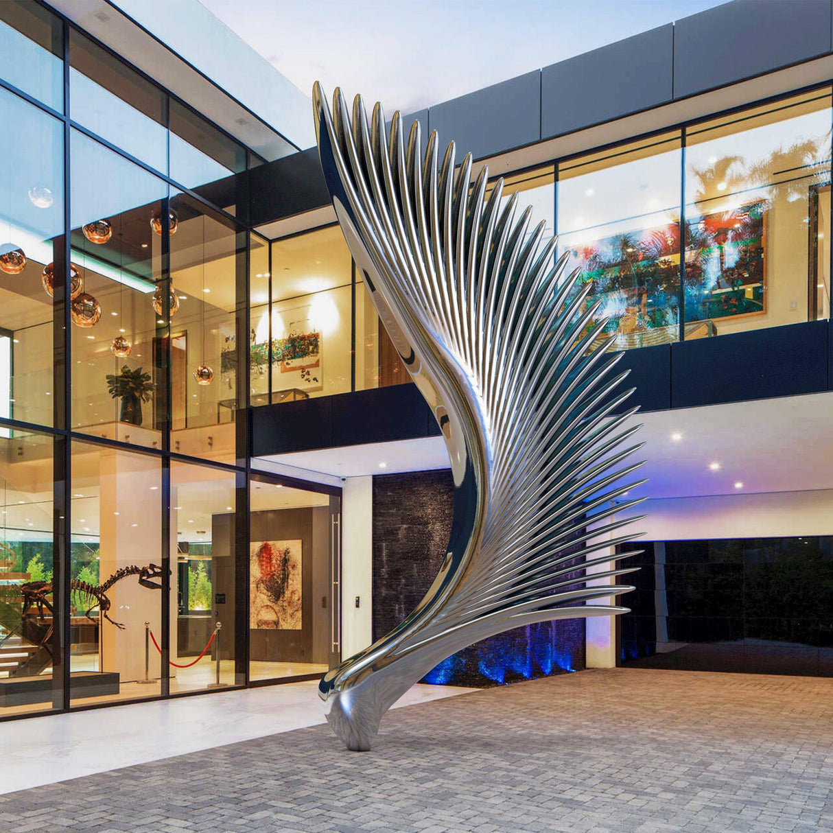 PREMIER Modern Art Sculpture Custom Abstract Half-Wing Wings Stainless Steel Sculpture Artwork PSSS-017-Stainless Steel Sculpture-PREMIER SCULPTURE