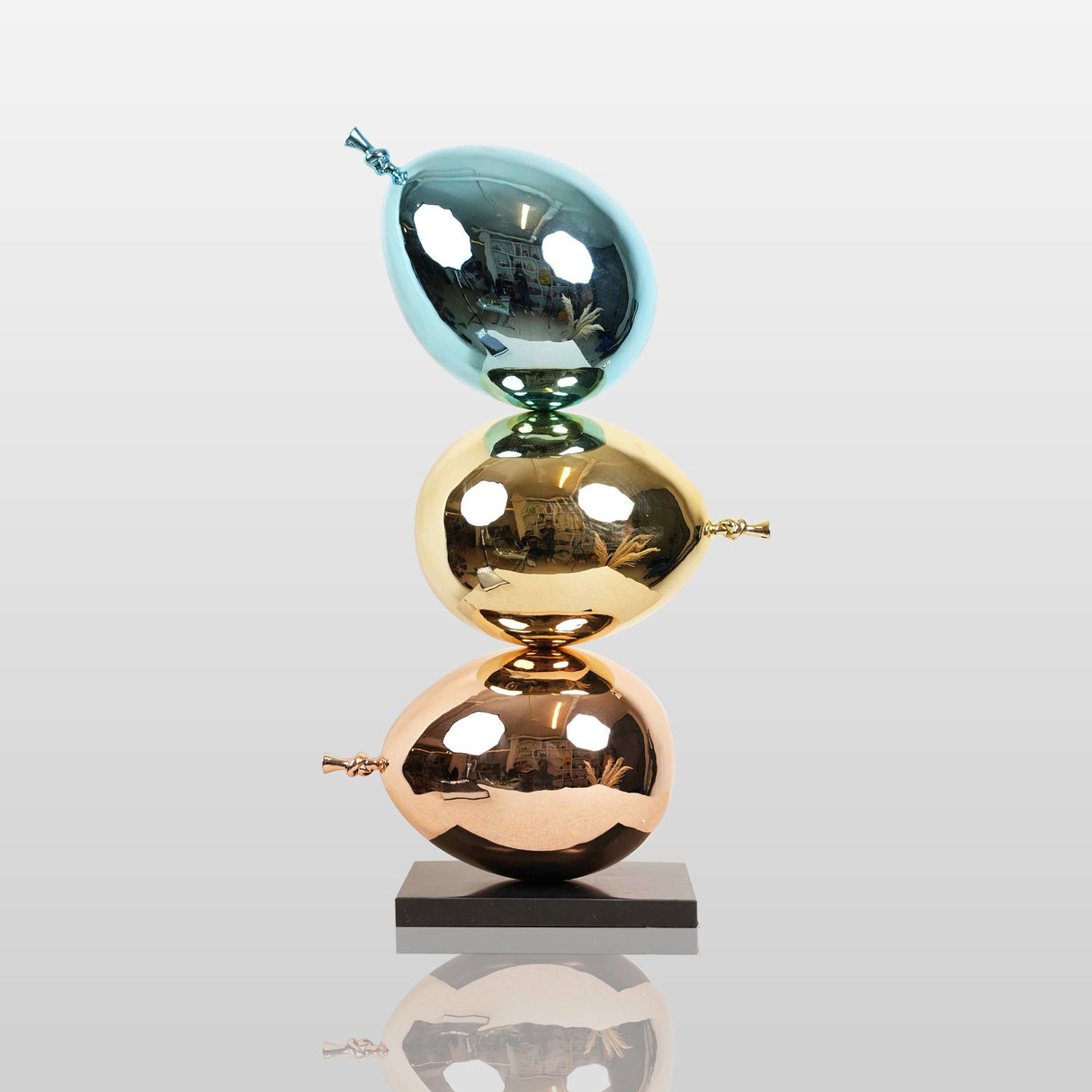 PREMIER Modern Electroplated Fiberglass Balloons Room Decor Custom Sculpture PSF-002-Fiberglass Sculpture-PREMIER SCULPTURE