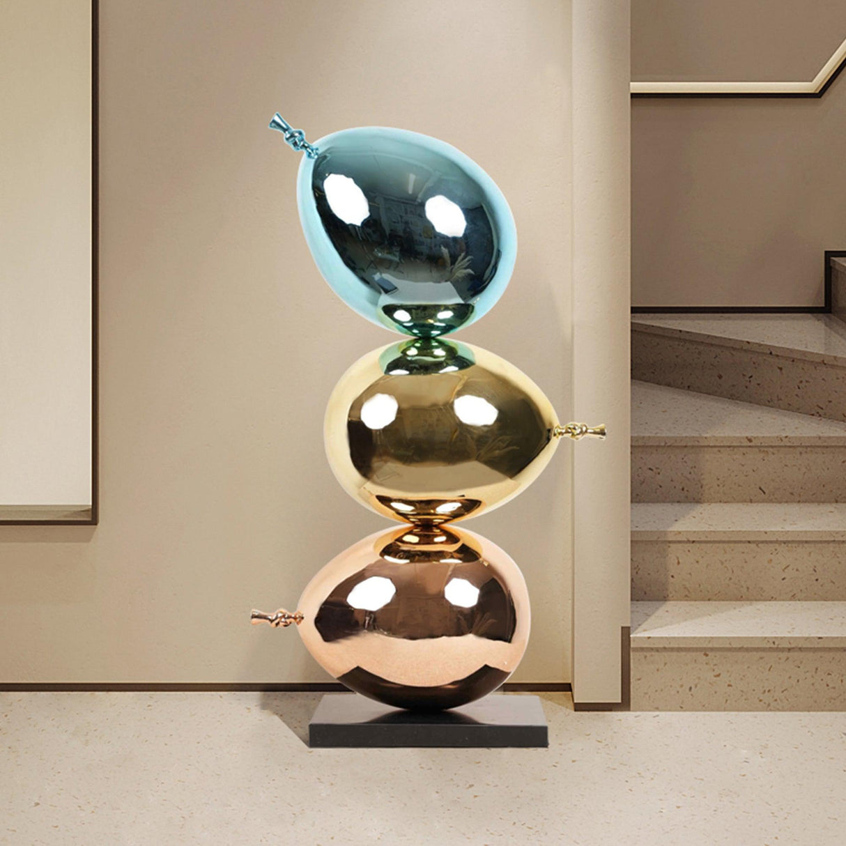 PREMIER Modern Electroplated Fiberglass Balloons Room Decor Custom Sculpture PSF-002-Fiberglass Sculpture-PREMIER SCULPTURE