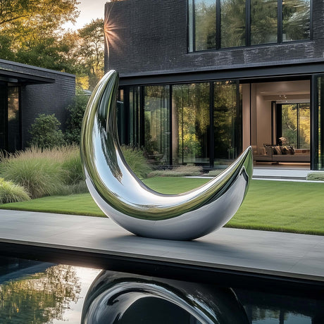PREMIER Modern Garden Sculpture Stainless Steel Crescent Sculpture PSSS-053-Stainless Steel Sculpture-PREMIER SCULPTURE