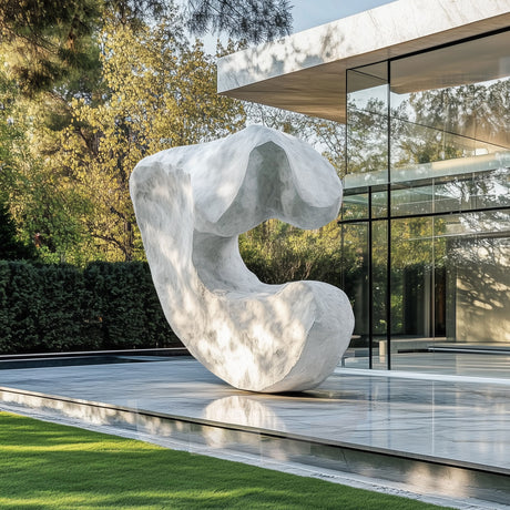 PREMIER Modern White Marble Abstract Sculpture Contemporary Stone Sculpture for Indoor & Outdoor Spaces PSM-029-Marble sculpture-PREMIER SCULPTURE