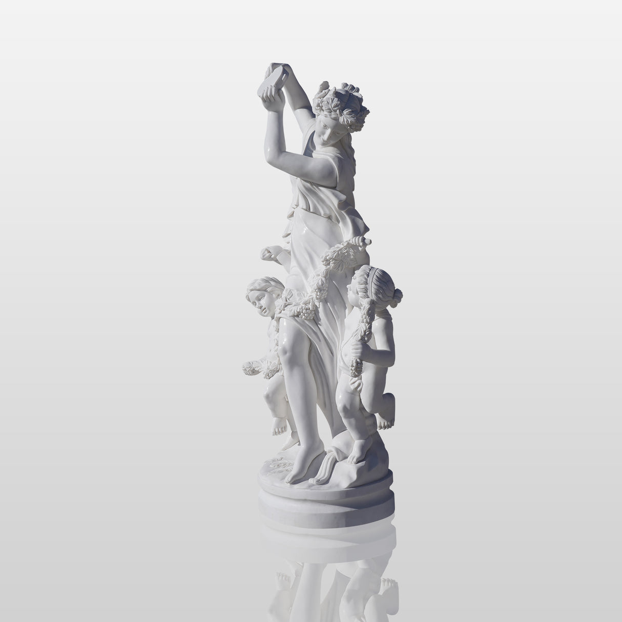 PREMIER Neoclassical Statue Timeless Marble Sculpture of Woman with Cherubic Children PSM-031-Marble sculpture-PREMIER SCULPTURE
