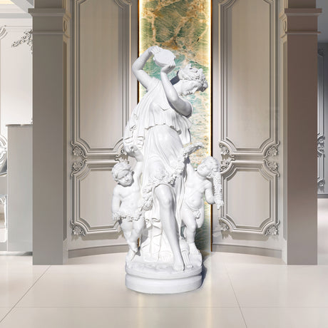 PREMIER Neoclassical Statue Timeless Marble Sculpture of Woman with Cherubic Children PSM-031-Marble sculpture-PREMIER SCULPTURE