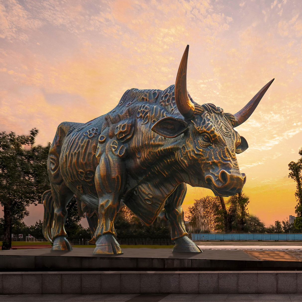 PREMIER Outdoor Sculpture Bronze Bull Large Metal Sculpture PSB-034-Bronze Sculpture-PREMIER SCULPTURE