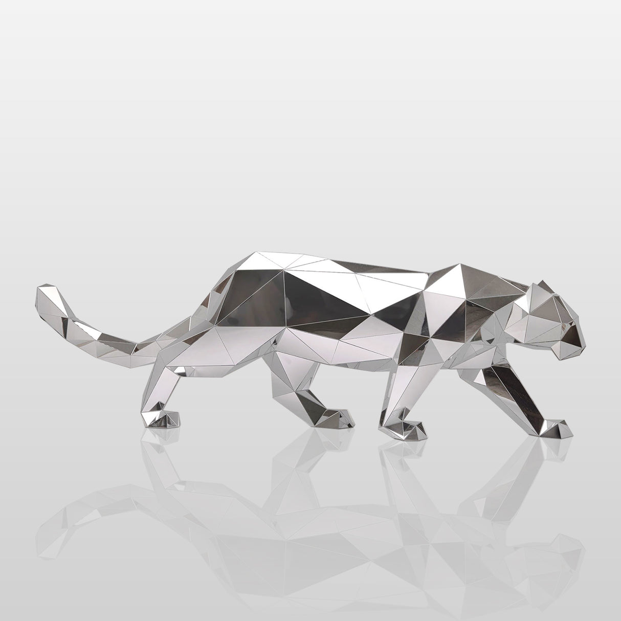 PREMIER Panther Statue Lawn Ornament Custom Stainless steel Geometric Sculpture PSSS-009-Stainless Steel Sculpture-PREMIER SCULPTURE