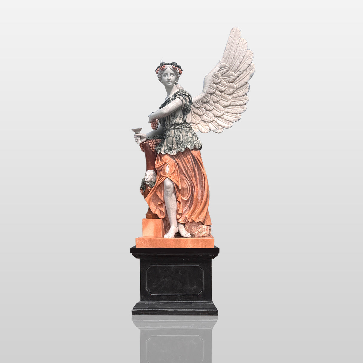 PREMIER Polychrome Angel Sculpture Classical Marble Art PSM-045-Marble sculpture-PREMIER SCULPTURE