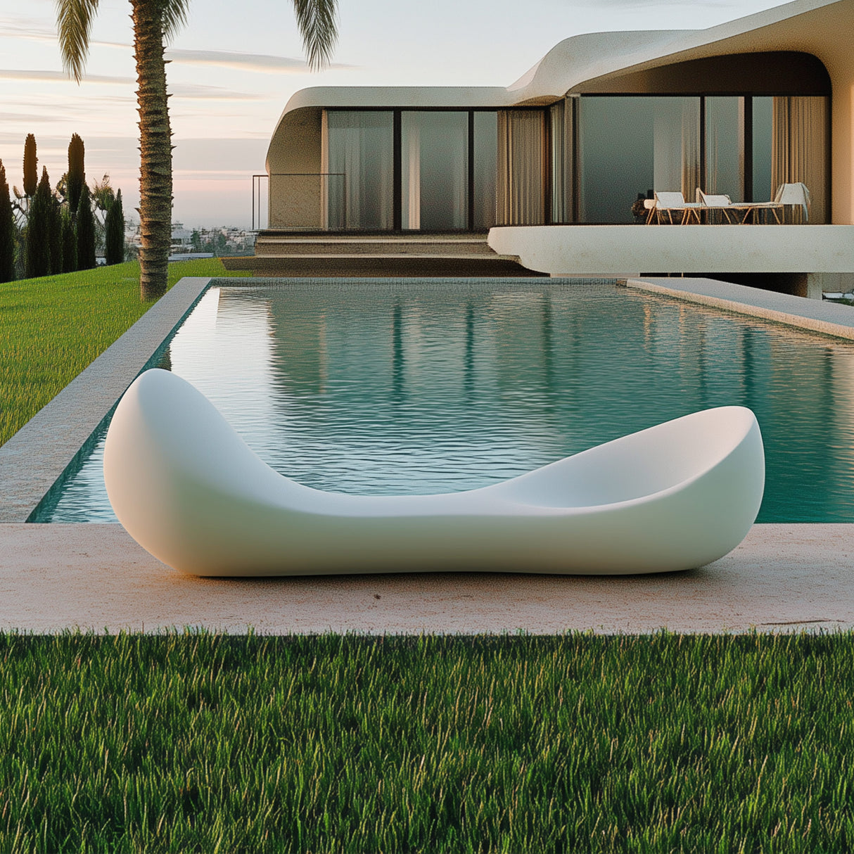 PREMIER Poolside Modern Sculpture Minimalist Outdoor Art Seat Sculpture PSSS-072-Stainless Steel Sculpture-PREMIER SCULPTURE