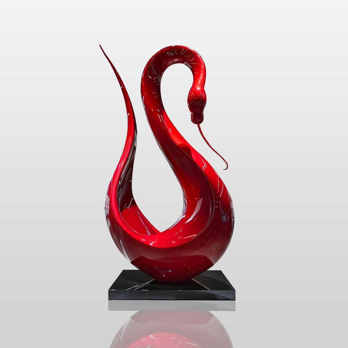 PREMIER Red Snake Sculpture Contemporary Abstract Art Serpent Sculpture PSF-028-Fiberglass Sculpture-PREMIER SCULPTURE