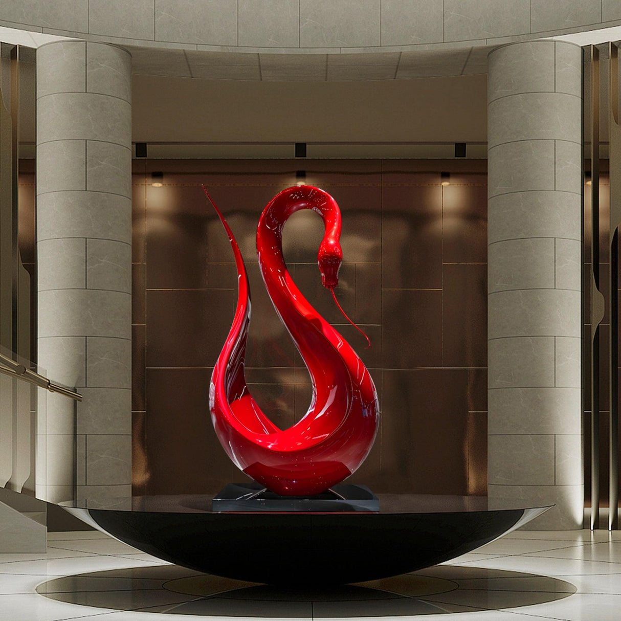 PREMIER Red Snake Sculpture Contemporary Abstract Art Serpent Sculpture PSF-028-Fiberglass Sculpture-PREMIER SCULPTURE