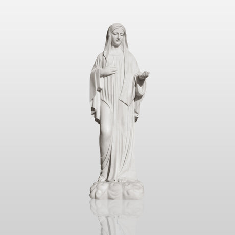PREMIER Religious Sculpture for Home or Garden Display White Marble Virgin Mary Statue PSM-034-Marble sculpture-PREMIER SCULPTURE