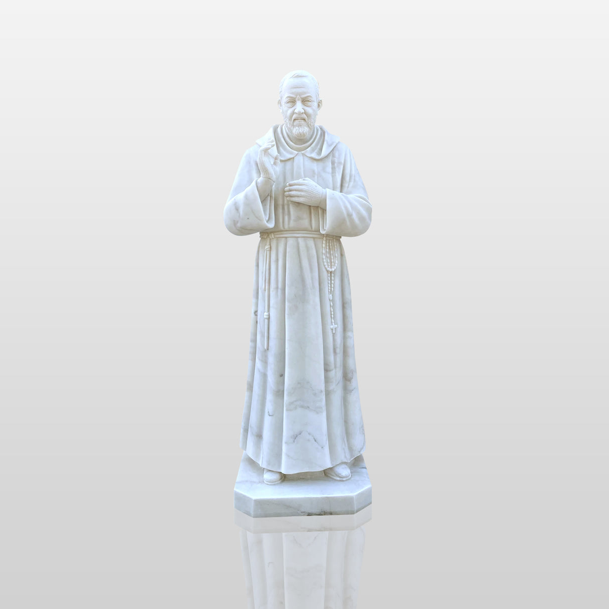 PREMIER Saint Padre Pio Marble Statue Handcrafted Religious Sculpture PSM-028-Marble sculpture-PREMIER SCULPTURE