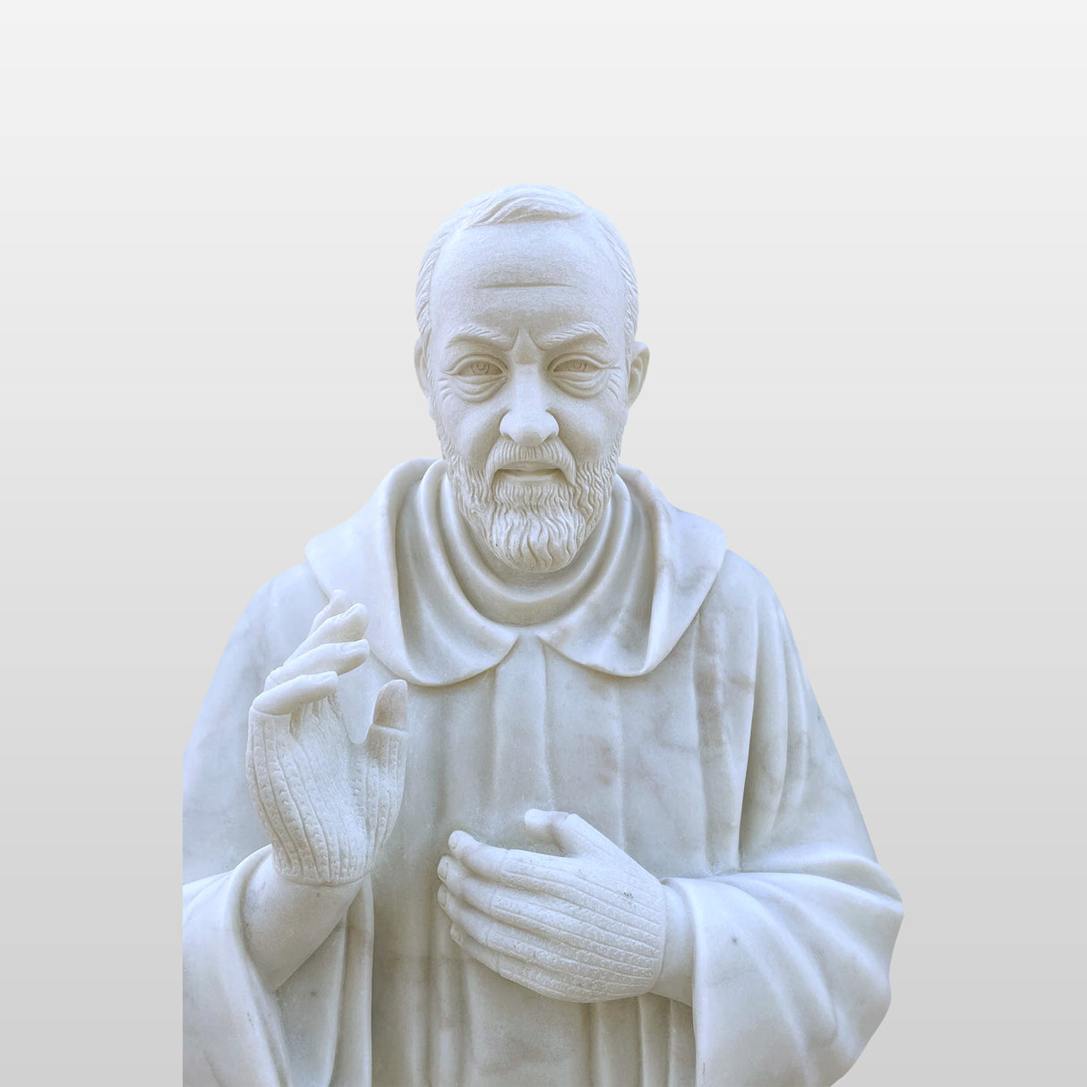 PREMIER Saint Padre Pio Marble Statue Handcrafted Religious Sculpture PSM-028-Marble sculpture-PREMIER SCULPTURE