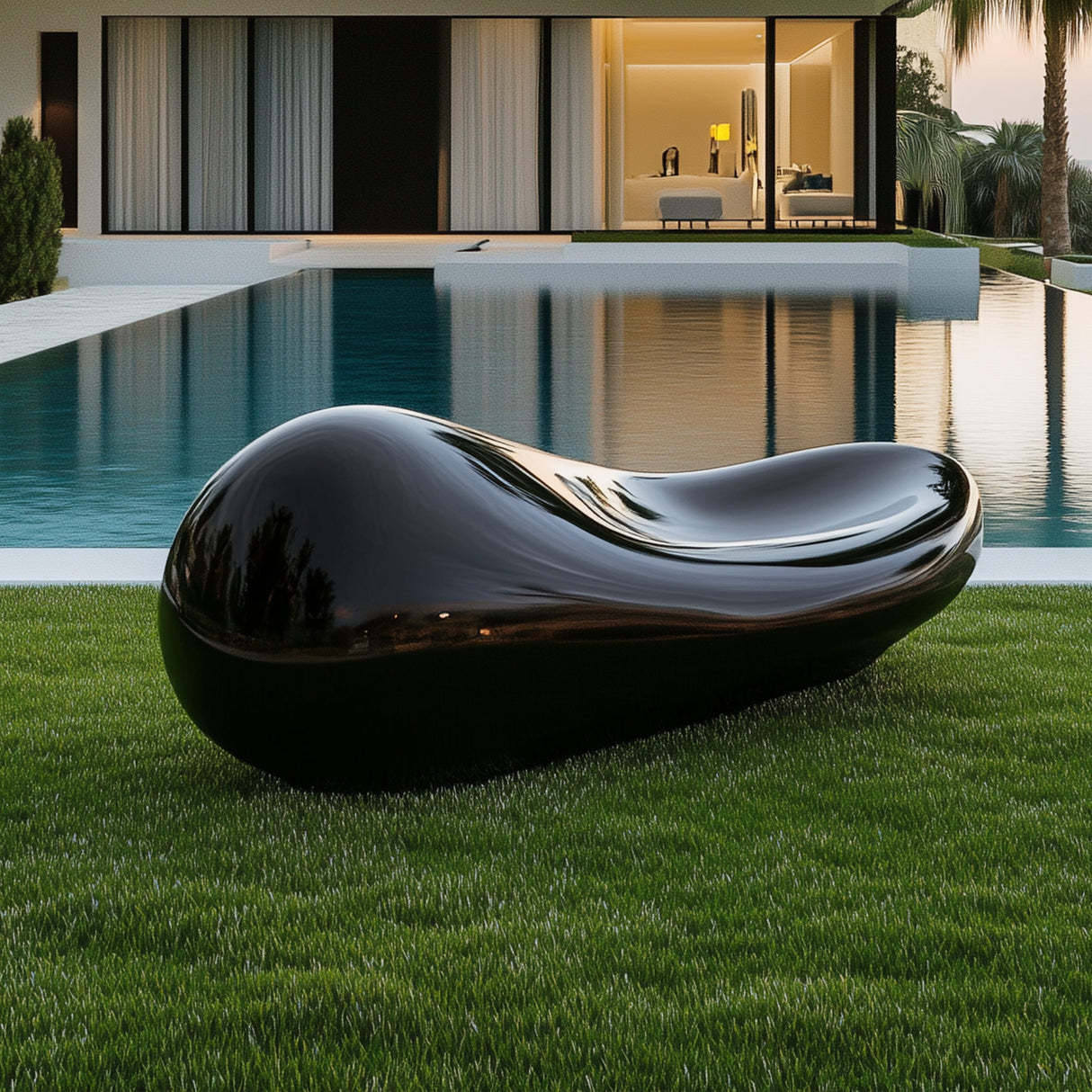 PREMIER Sleek Black Sculpture Stainless Steel Outdoor Sculpture for Gardens and Poolsides PSSS-066-Stainless Steel Sculpture-PREMIER SCULPTURE