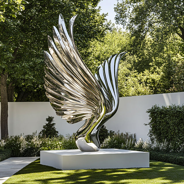 PREMIER Stainless Steel Wing Sculpture Monumental Outdoor Art PSSS-076-Stainless Steel Sculpture-PREMIER SCULPTURE