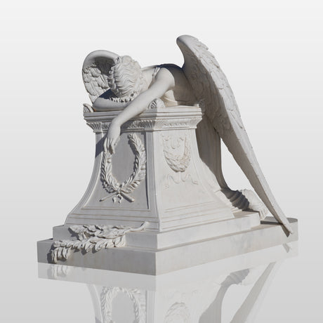 PREMIER White Marble Angel Monument Majestic Memorial Sculpture for Gardens and Memorials PSM-036-Marble sculpture-PREMIER SCULPTURE