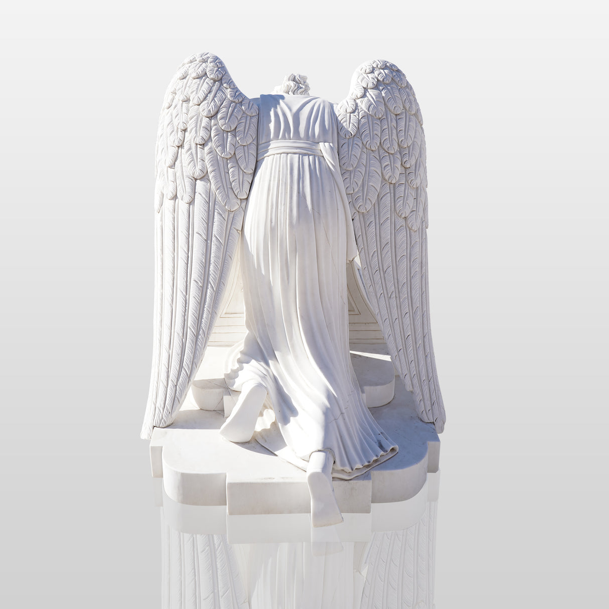 PREMIER White Marble Angel Monument Majestic Memorial Sculpture for Gardens and Memorials PSM-036-Marble sculpture-PREMIER SCULPTURE