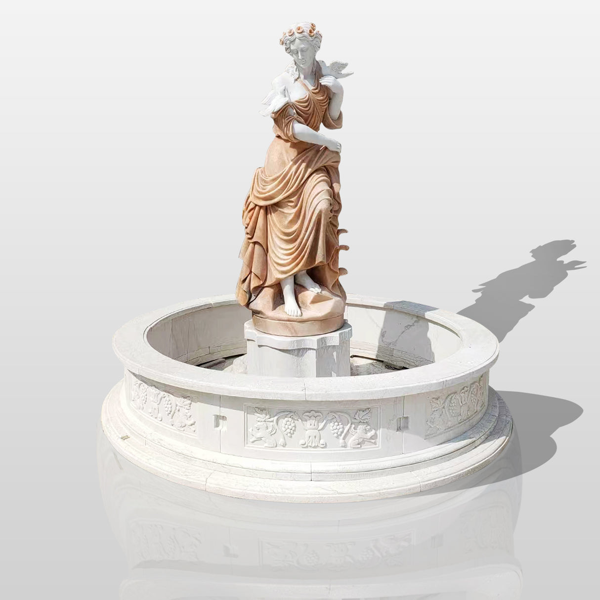 PREMIER Woman with Dove Marble Fountain Statue Hand Carved Colored Custom Sculpture for Garden PSFM-004-Marble sculpture-PREMIER SCULPTURE