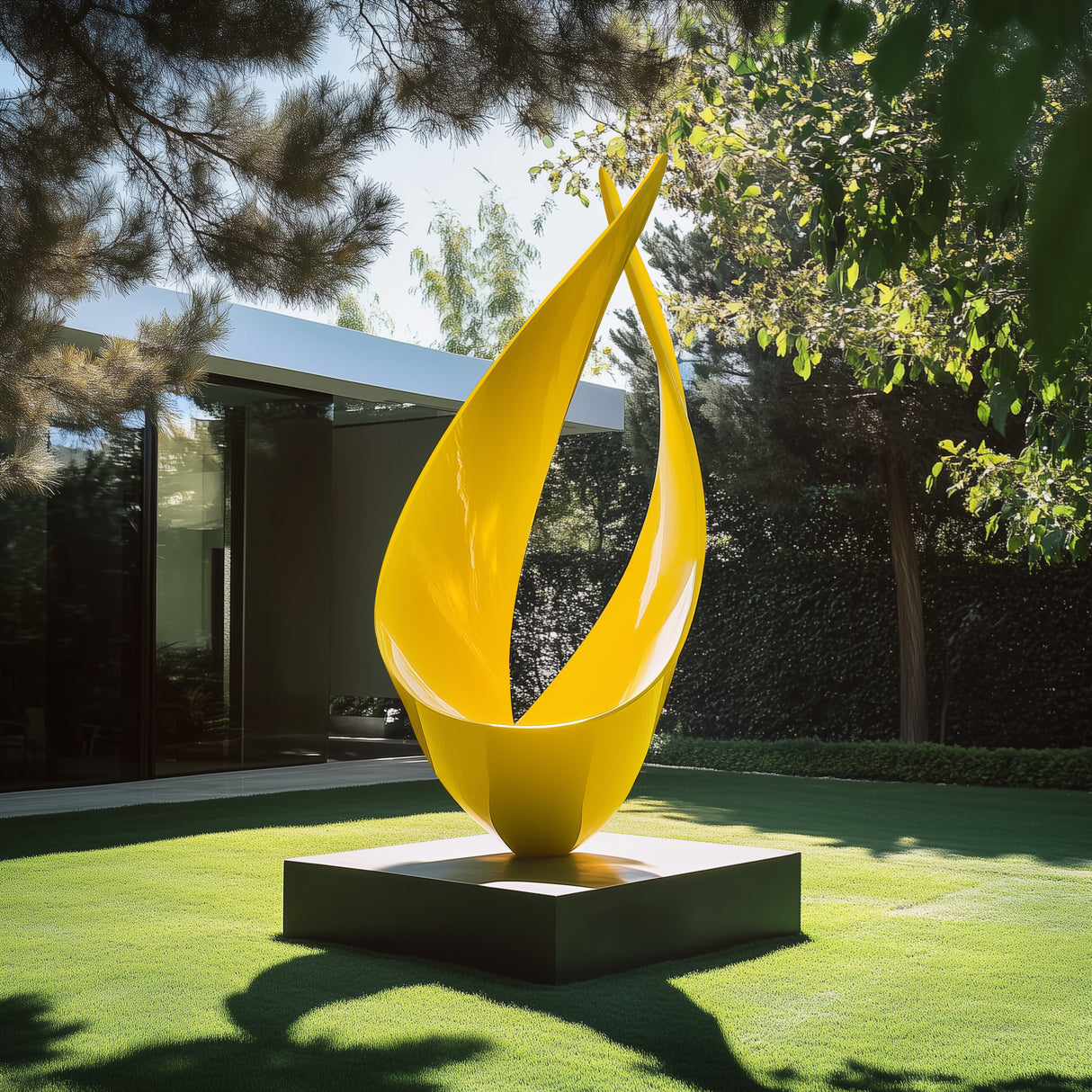 PREMIER Yellow Abstract Sculpture Modern Outdoor Art for Gardens PSSS-071-Stainless Steel Sculpture-PREMIER SCULPTURE