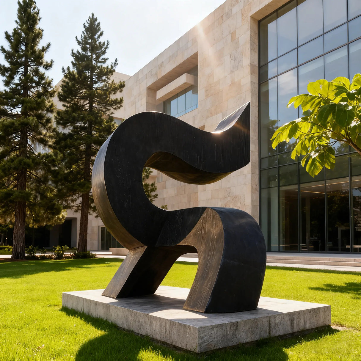 PREMIER Abstract Bronze Sculpture with Curved Design for Gardens, Plazas and Contemporary Homes PSB-127-Bronze Sculpture-PREMIER SCULPTURE