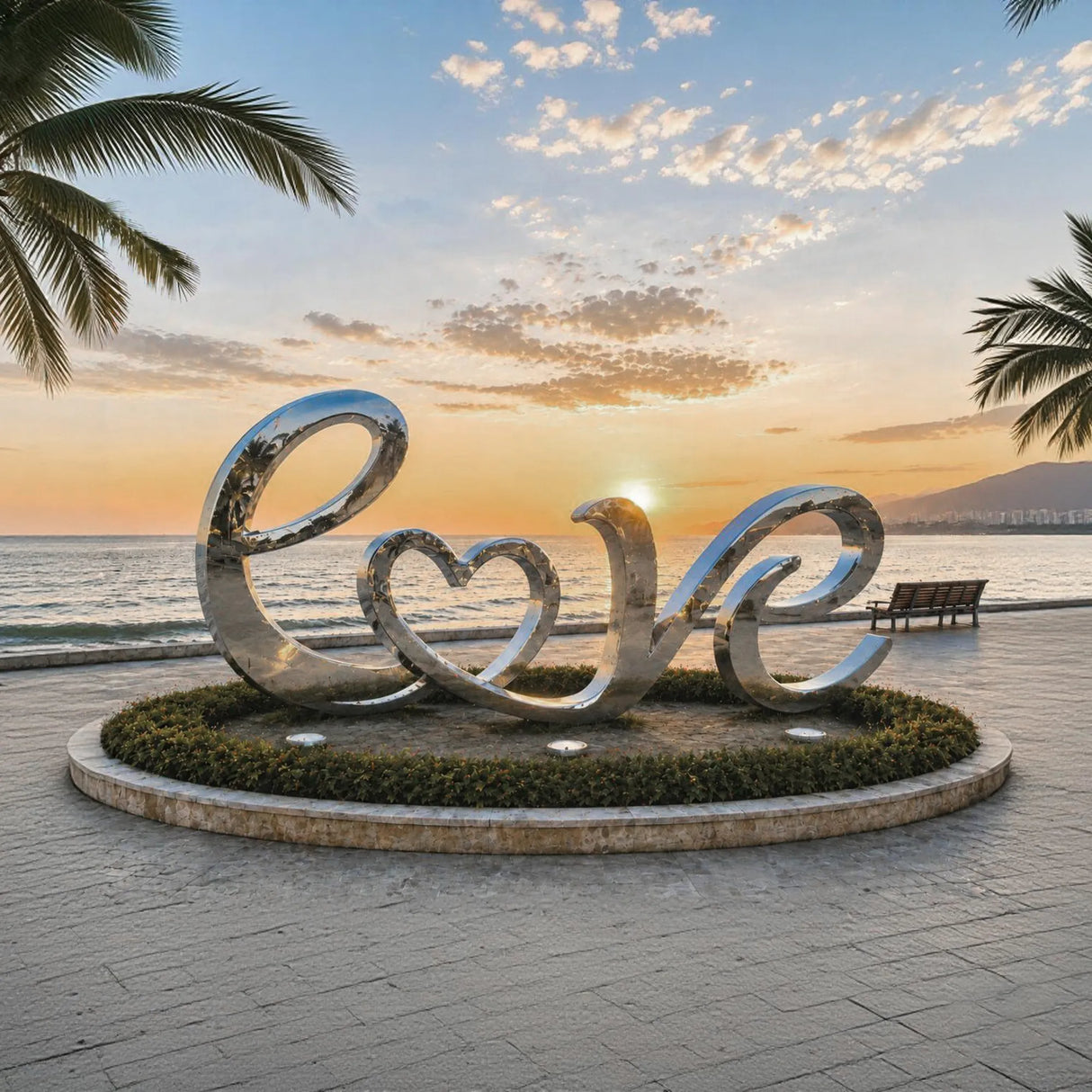 PREMIER Abstract LOVE Sculpture in Stainless Steel for Seaside Promenade, Wedding Venue or Coastal Resort PSSS-290-Stainless Steel Sculpture-PREMIER SCULPTURE