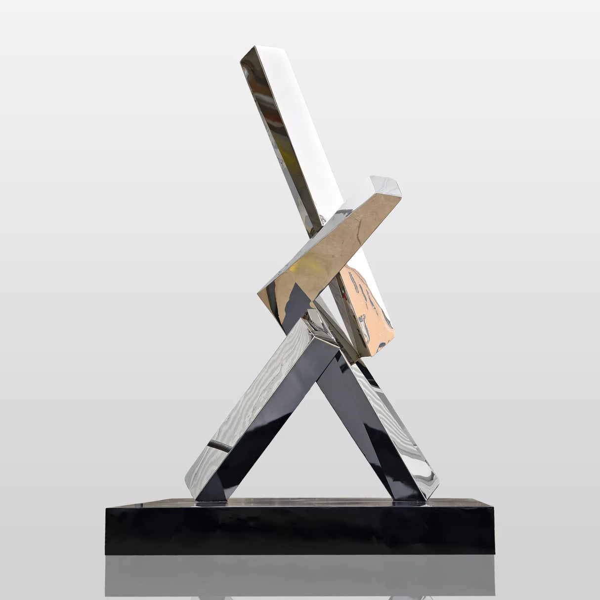 PREMIER Abstract Polished Geometric Stainless Steel Sculpture for Urban Plaza, Corporate Building Decor PSSS-242-Stainless Steel Sculpture-PREMIER SCULPTURE
