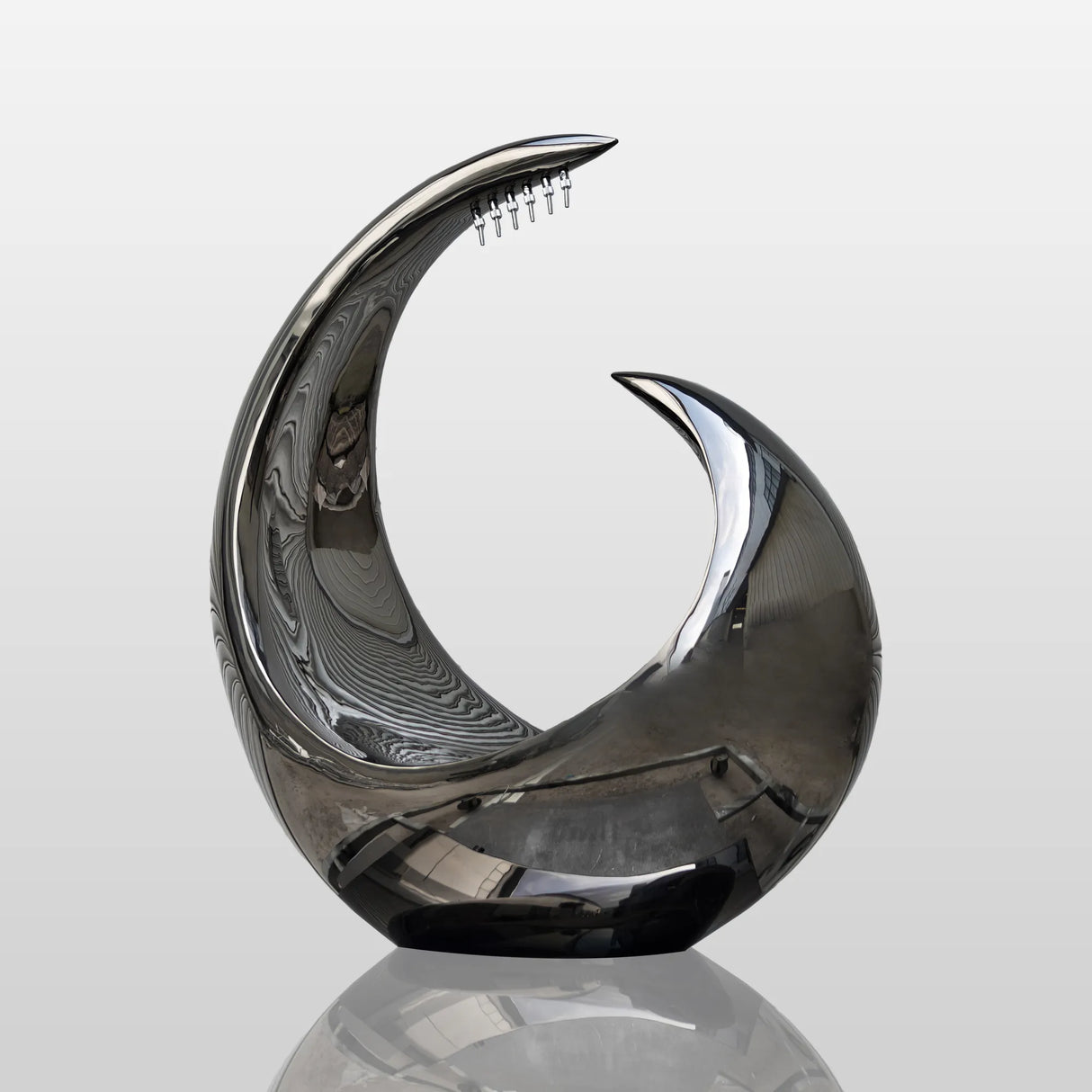PREMIER Abstract Stainless Steel Fountain Black Sculpture for Luxury Homes, Modern Villas and Gardens PSSS-136-Stainless Steel Sculpture-PREMIER SCULPTURE