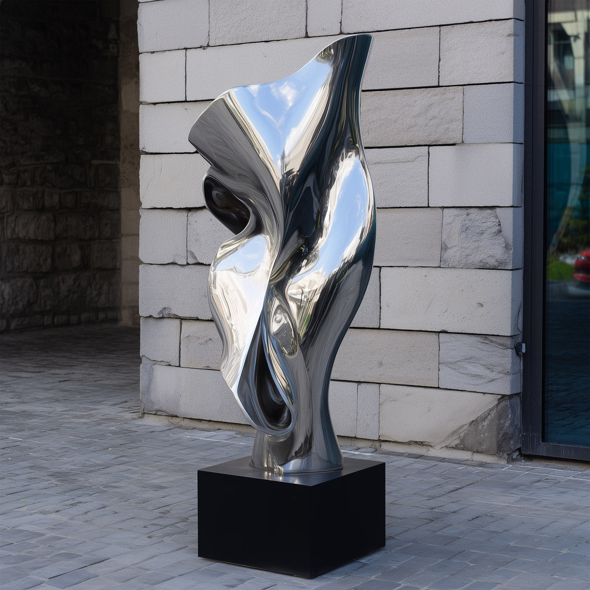 PREMIER Abstract Stainless Steel Sculpture with Dynamic Flowing Form f ...