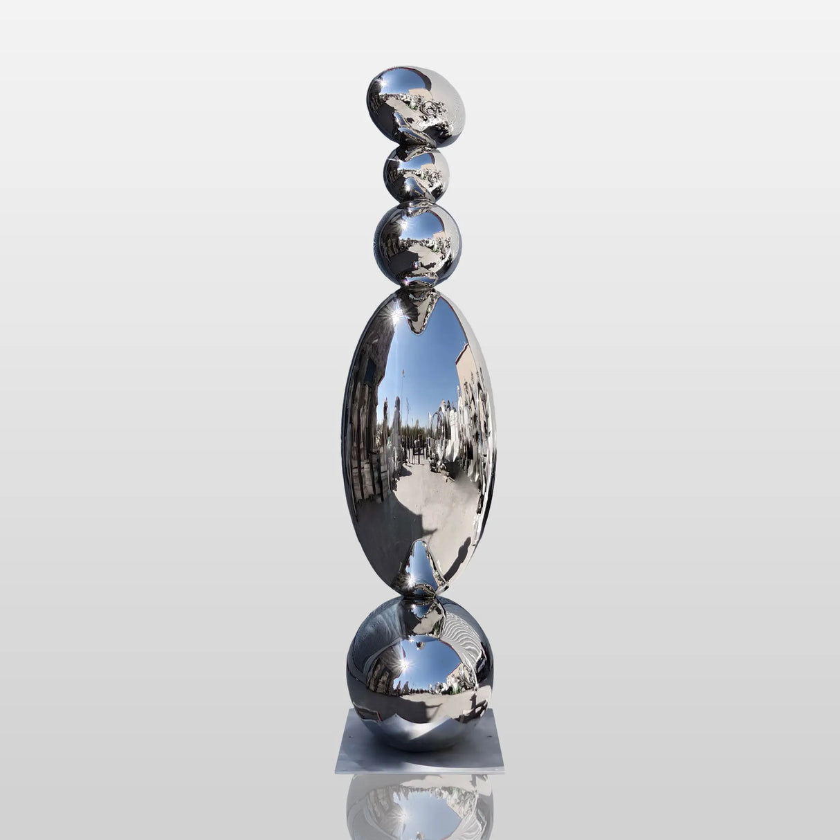 PREMIER Abstract Zen Pebble Sculpture with Polished Stainless Steel Stacked Form for Luxury Villas and Modern Outdoor Spaces PSSS-167-Stainless Steel Sculpture-PREMIER SCULPTURE