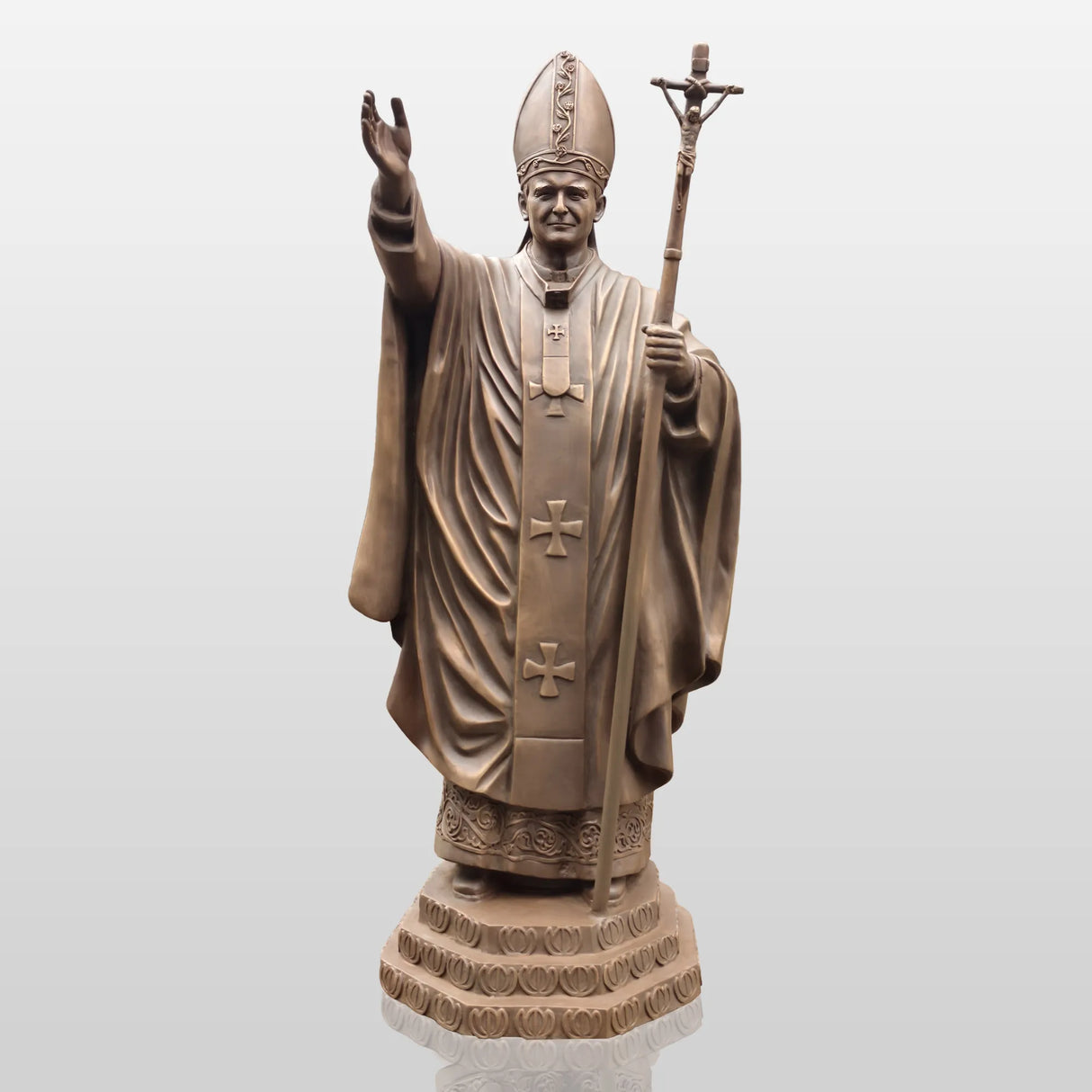 PREMIER Alive Bronze Statue with Lifelike Pope John Paul II Image Perfect for Church Squares, Memorial Parks and Religious Spaces PSB-147-Bronze Sculpture-PREMIER SCULPTURE