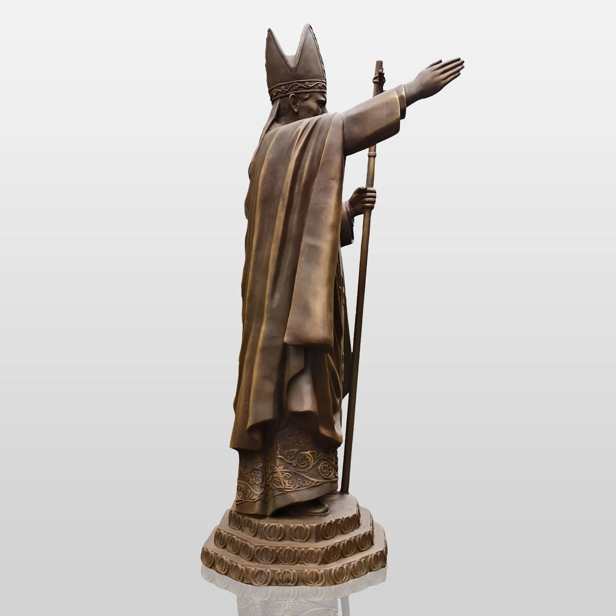 PREMIER Alive Bronze Statue with Lifelike Pope John Paul II Image Perfect for Church Squares, Memorial Parks and Religious Spaces PSB-147-Bronze Sculpture-PREMIER SCULPTURE