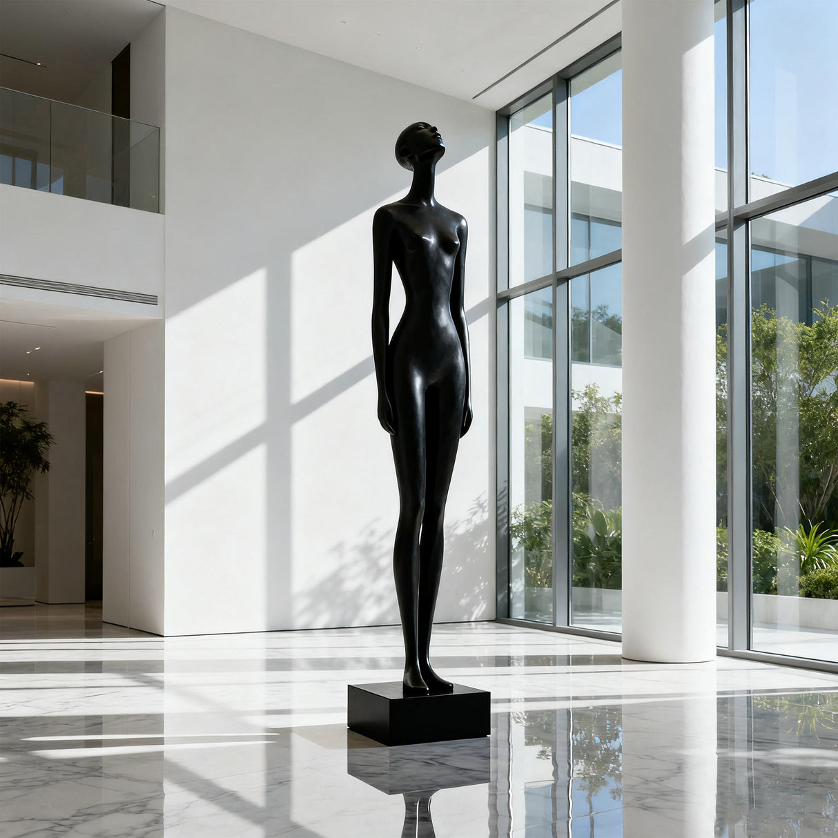 PREMIER Modern Black Stainless Steel Sculpture of Female Figure for Luxury Interiors, Hotel Lobbies and Contemporary Spaces PSSS-134-Stainless Steel Sculpture-PREMIER SCULPTURE