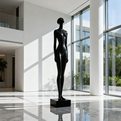 PREMIER Modern Black Stainless Steel Sculpture of Female Figure for Luxury Interiors, Hotel Lobbies and Contemporary Spaces PSSS-134-Stainless Steel Sculpture-PREMIER SCULPTURE