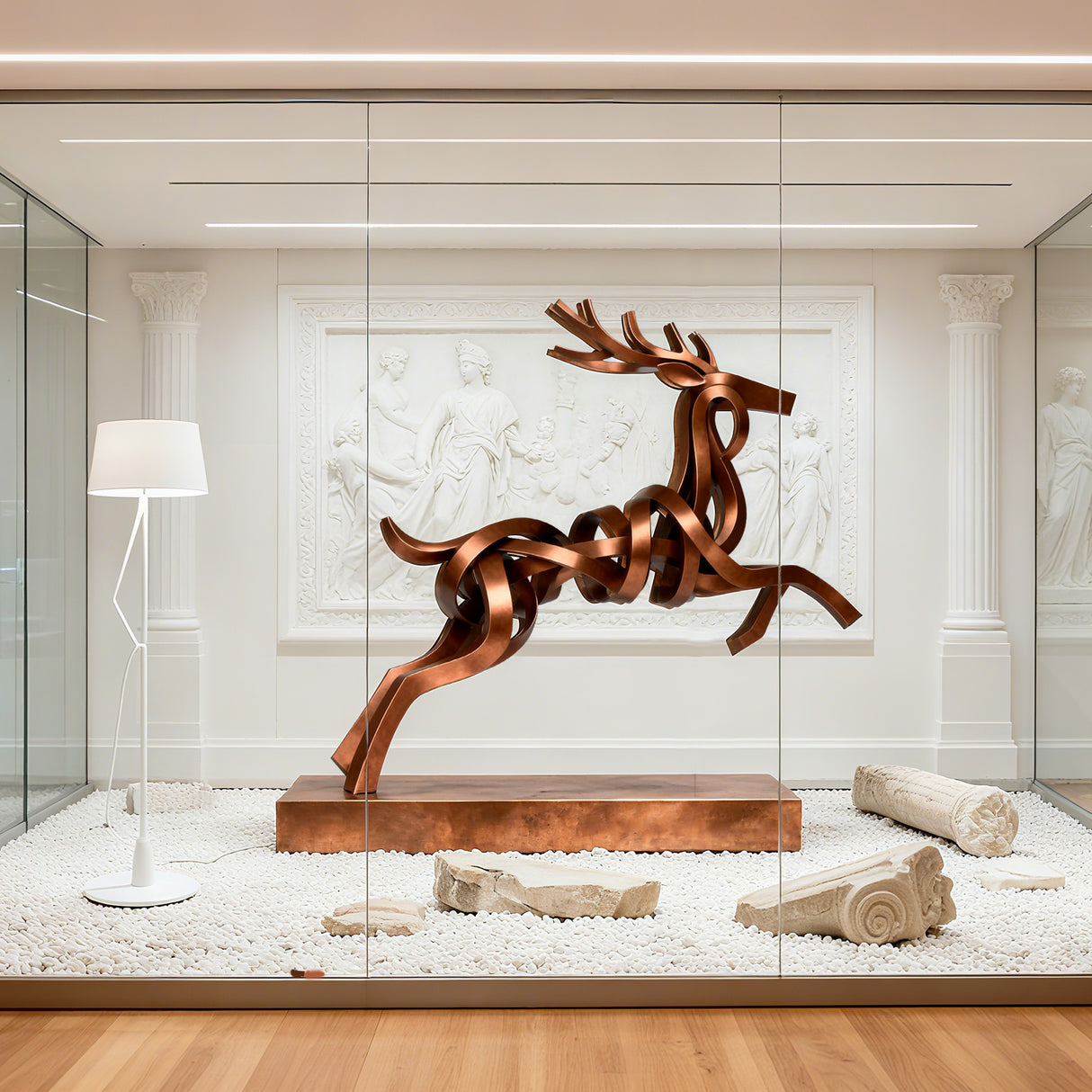PREMIER Bronze Abstract Sculpture with Deer Inspired Sculptural Form for Luxury Interiors, Villas and Art Spaces PSB-123-Bronze Sculpture-PREMIER SCULPTURE