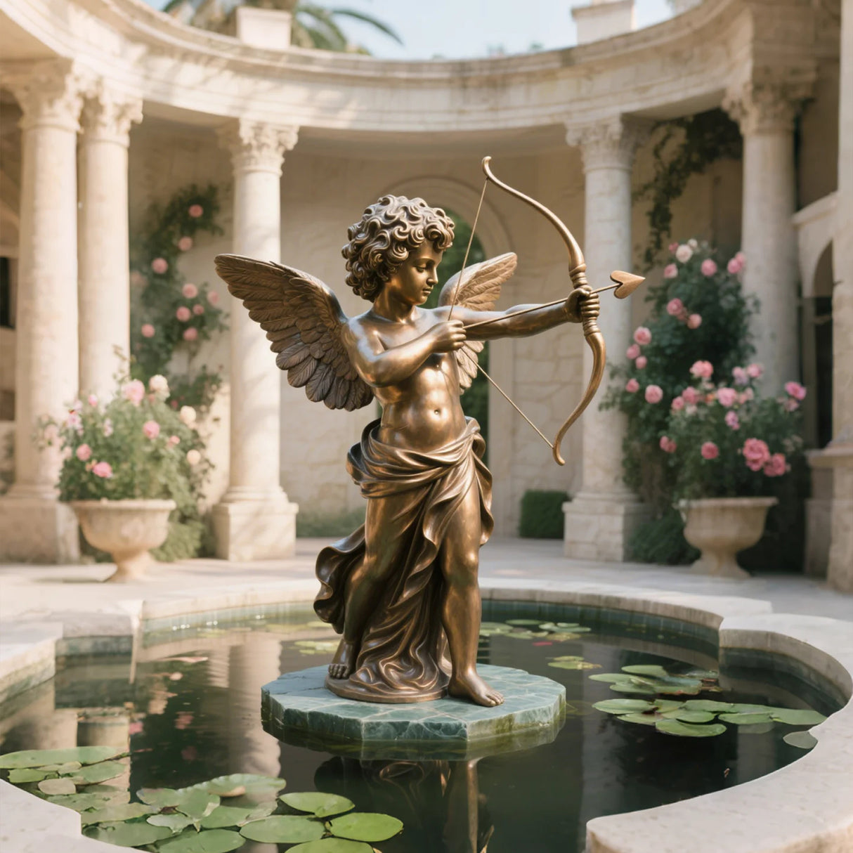 PREMIER Bronze Cupid Sculpture for Wedding Venues, Romantic Garden and Outdoor Villa Courtyard PSB-096-Bronze Sculpture-PREMIER SCULPTURE