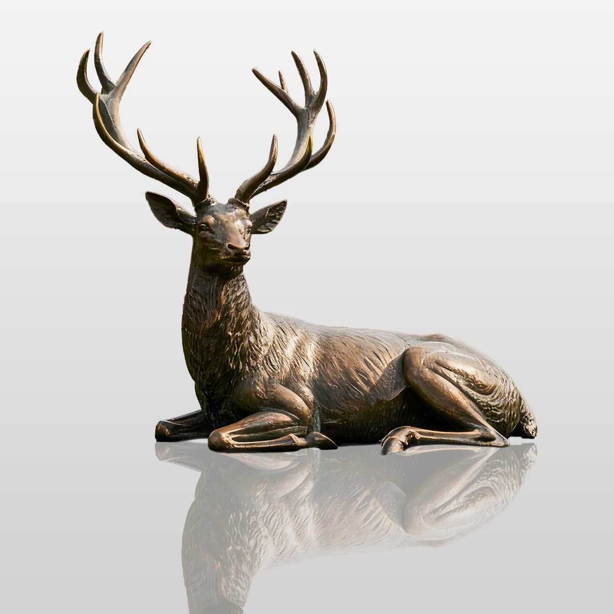 PREMIER Bronze Deer Sculpture in Graceful Resting Form for Estate Entrances, Villas and Outdoor Spaces PSB-114-Bronze Sculpture-PREMIER SCULPTURE