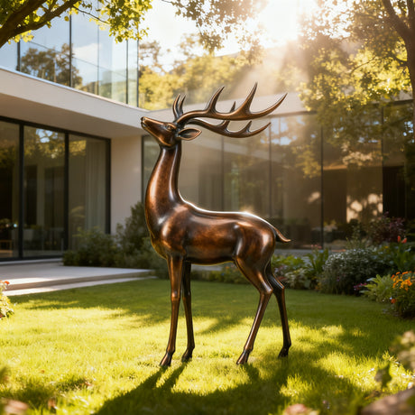 PREMIER Bronze Deer Sculpture with Elegant Design for Modern Gardens and Luxury Villas PSB-107-Bronze Sculpture-PREMIER SCULPTURE