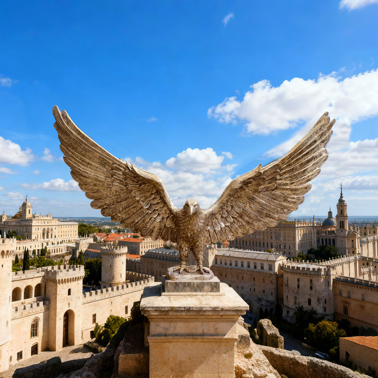 PREMIER Majestic Bronze Eagle Sculpture with Outstretched Wings for Public Spaces and Gardens PSB-099-Bronze Sculpture-PREMIER SCULPTURE
