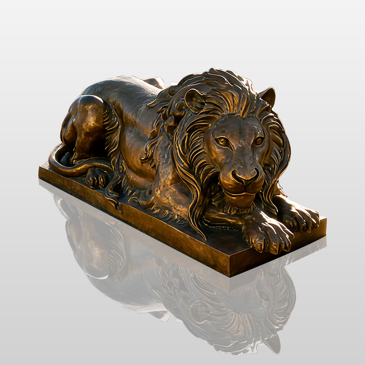 PREMIER Bronze Lying Lion Sculpture with Artistic Design for Villas, Courtyards, and Parks PSB-102-Bronze Sculpture-PREMIER SCULPTURE