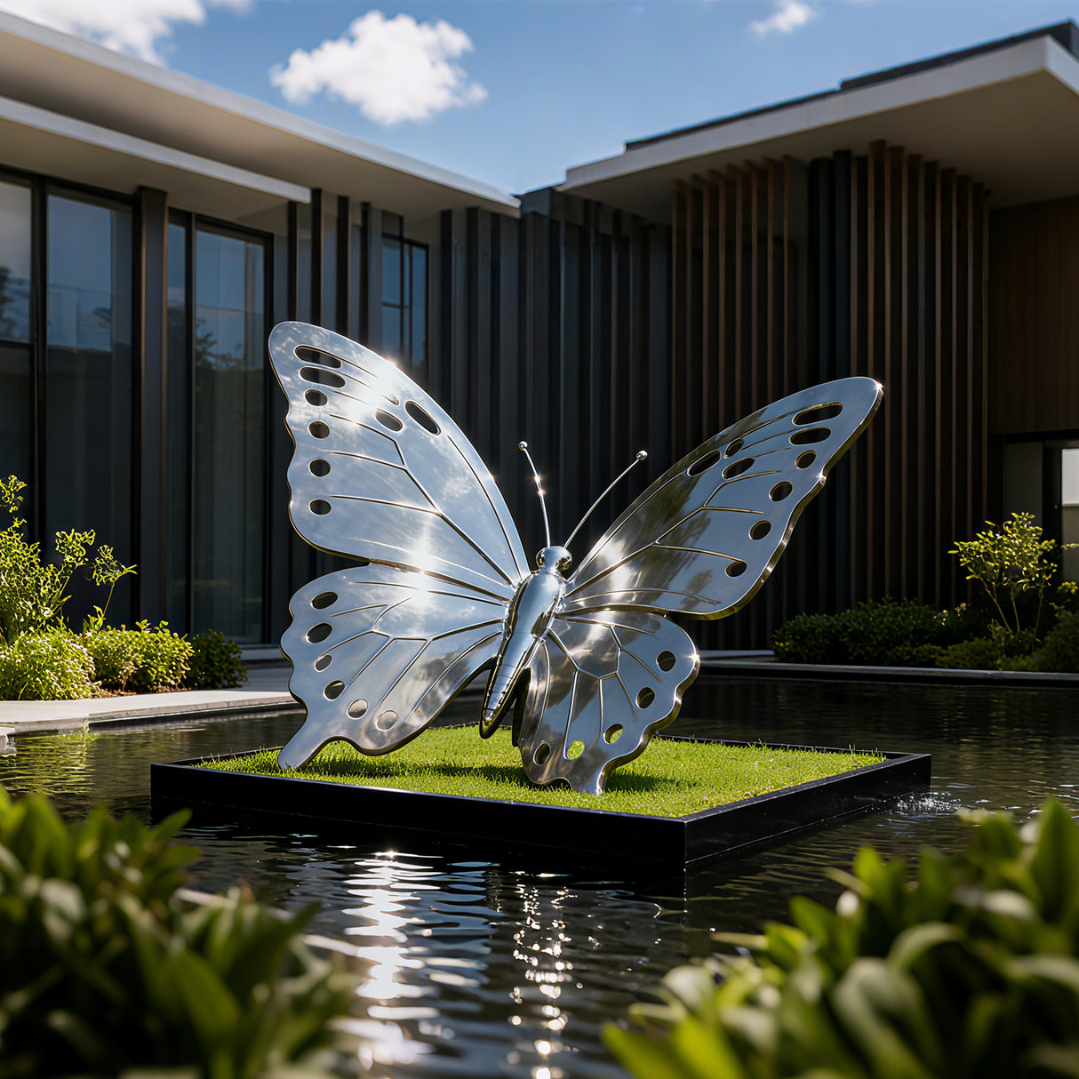 PREMIER Butterfly Sculpture with Mirror Polished Stainless Steel Design for Luxury Villas, Courtyards, and Gardens PSSS-140-Stainless Steel Sculpture-PREMIER SCULPTURE