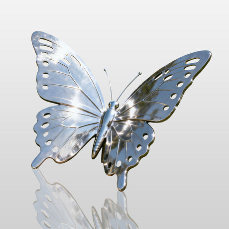 PREMIER Butterfly Sculpture with Mirror Polished Stainless Steel Design for Luxury Villas, Courtyards, and Gardens PSSS-140-Stainless Steel Sculpture-PREMIER SCULPTURE