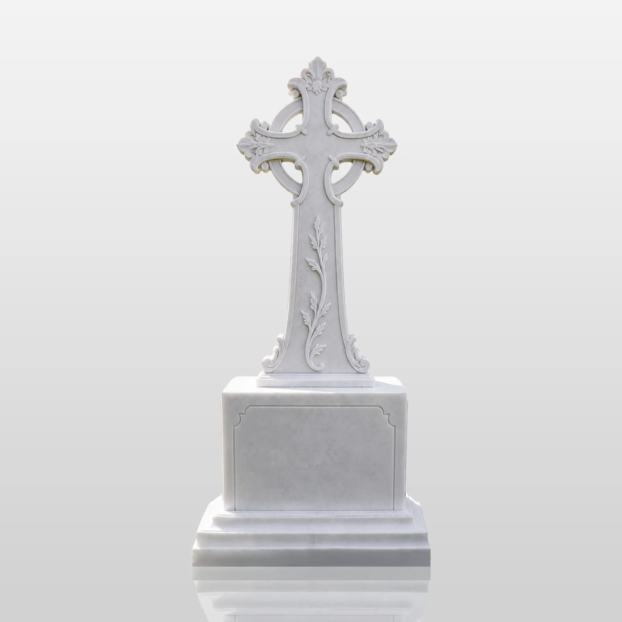 PREMIER Celtic Cross Marble Tombstone for Memorial Park, Catholic Graveyard or Burial Grounds PSM-185-Marble sculpture-PREMIER SCULPTURE