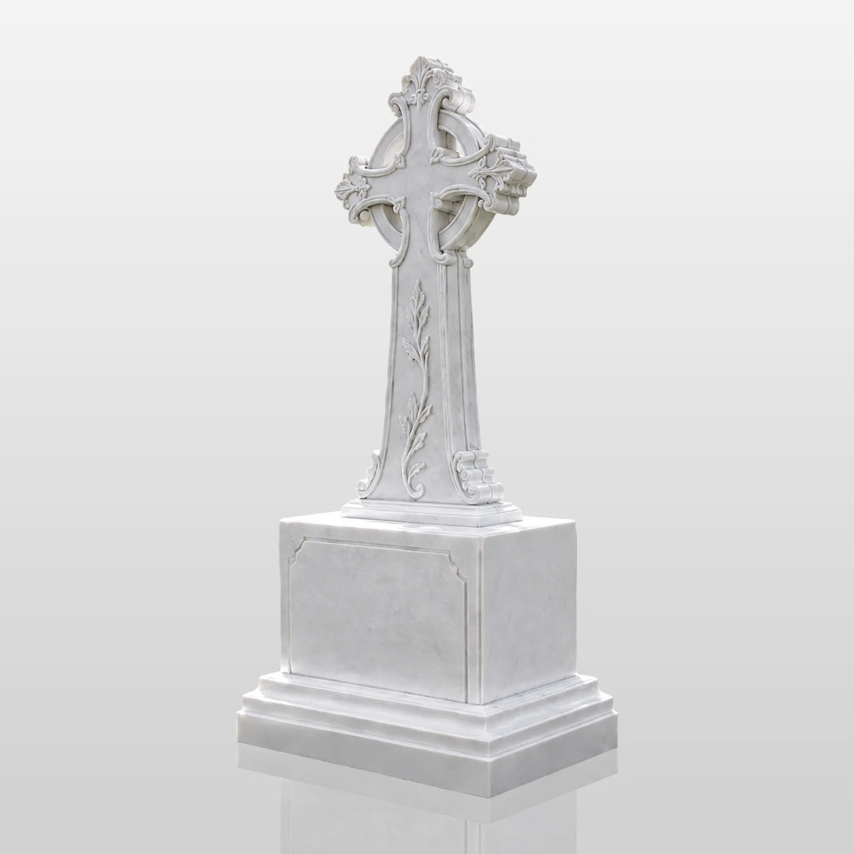 PREMIER Celtic Cross Marble Tombstone for Memorial Park, Catholic Graveyard or Burial Grounds PSM-185-Marble sculpture-PREMIER SCULPTURE