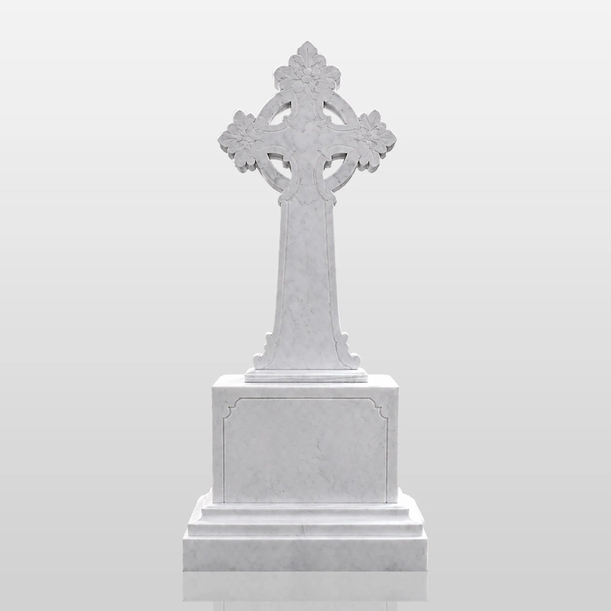 PREMIER Celtic Cross Marble Tombstone for Memorial Park, Catholic Graveyard or Burial Grounds PSM-185-Marble sculpture-PREMIER SCULPTURE