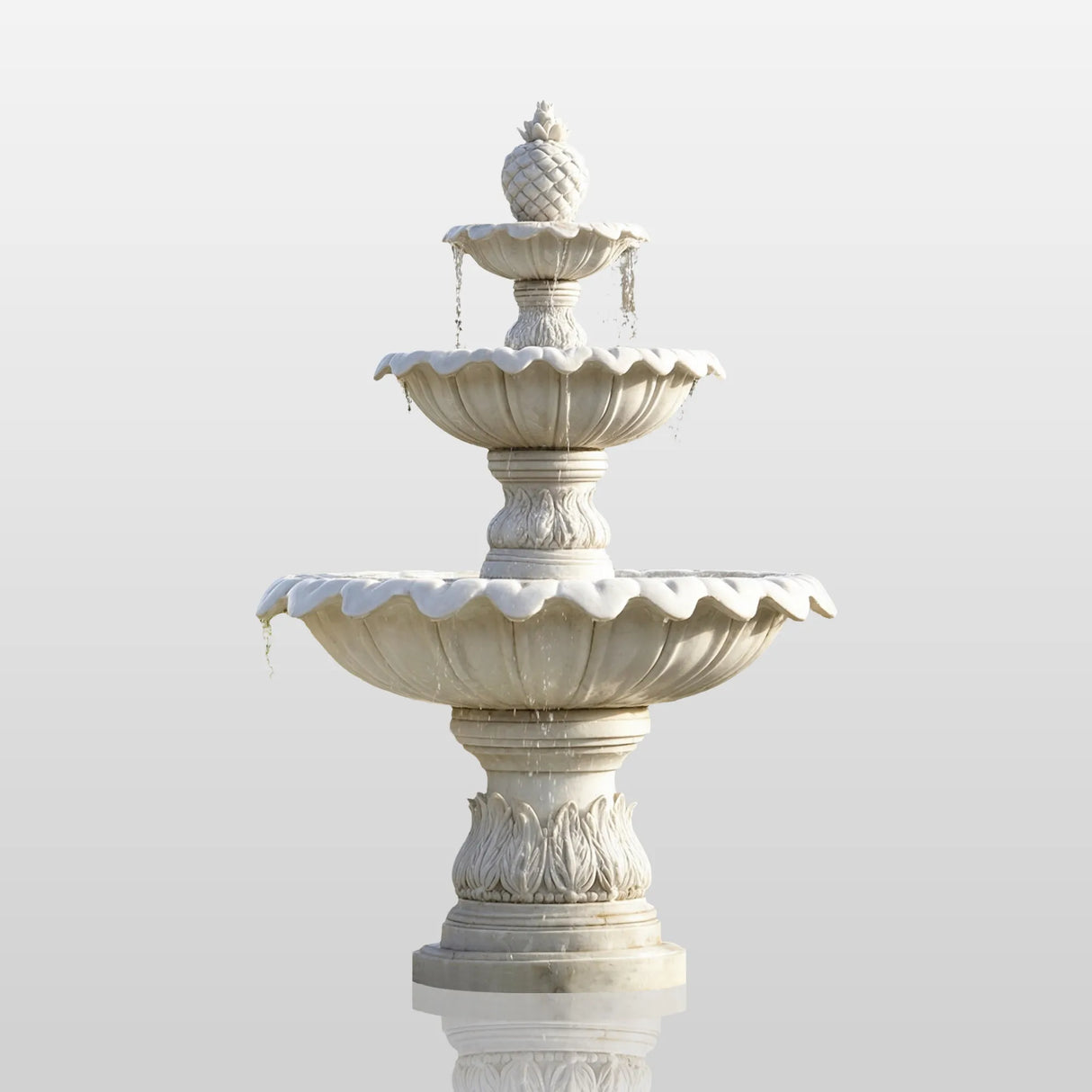 PREMIER Classic Marble Fountain with Three Scalloped Tiers Design for Gardens, Hotels, Parks or Courtyards PSFM-011-Marble sculpture-PREMIER SCULPTURE